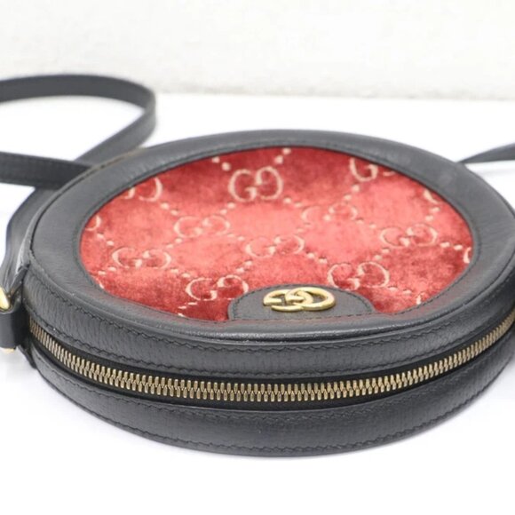 Gucci Ophidia Round Shoulder Bag GG Velvet Mini Red 574978 - Picture 8 of 14